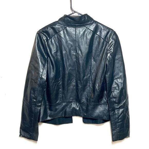 LAMARQUE Melika Black Lamb Leather Open Front Moto Jacket Sz 6 - Picture 2 of 8